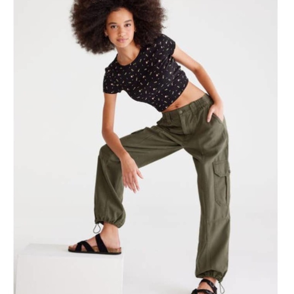 Aeropostale Olive Utility Cargo Pants Cinched Hem
